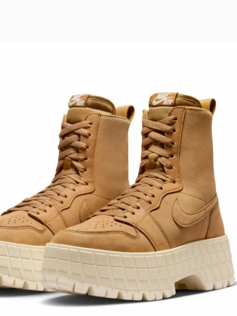 New - Nike Air Jordan 1 High-Top Brooklyn Boots Women's Wheat/Muslin-Wheat FJ573